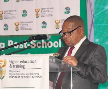  ?? ?? Dr Bonginkosi ‘Blade’ Nzimande, Minister of Higher Education, Science and Innovation, delivered the keynote address at the NSA conference