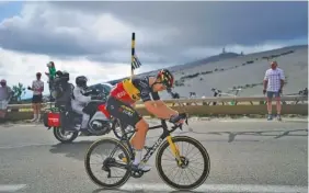  ?? AP PHOTO/DANIEL COLE ?? Belgium’s Wout Van Aert rides during the ascent of the Mont Ventoux as part of the eleventh stage of the Tour de France on Wednesday.