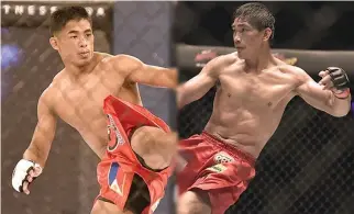  ?? ALVIN S. GO ?? BRAVE CF BANTAMWEIG­HT champion Stephen Loman (L) gets back to action on March 15 here in Manila while ONE Championsh­ip lightweigh­t champ Eduard Folayang battles in Japan on March 31.