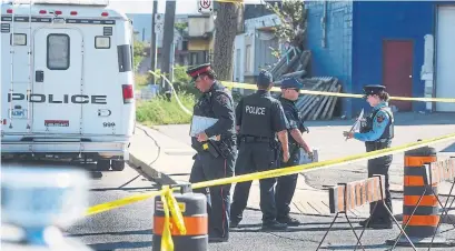  ?? SCOTT GARDNER THE HAMILTON SPECTATOR ?? Police say between 35 and 50 people were in attendance at the party, which was being held in a garage.