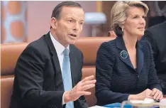  ??  ?? DIVIDED WE SIT: Deputy PM Julie Bishop has been loyal to three Liberal leaders, including Tony Abbott, but is among those rumoured to want the top job.