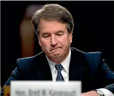  ?? AP ?? Brett Kavanaugh becomes emotional as he gives his opening statement before the Senate Judiciary Committee on Capitol Hill in Washington to begin his confirmati­on to replace retired Justice Anthony Kennedy.