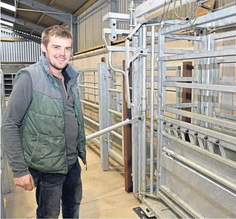  ?? ?? James Kennedy pictured in his high-tech livestock house, where the emphasis is on safety and ease of handling.