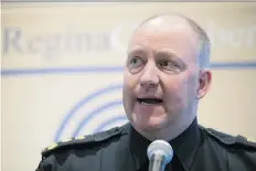  ?? TROY FLEECE ?? Regina Police Chief Evan Bray spoke at the Regina Chamber of Commerce luncheon at the DoubleTree Hotel in Regina Tuesday about the modernizat­ion of policing when he was asked about pot dispensari­es.