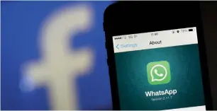  ?? — Bloomberg ?? WhatsApp, the chat applicatio­n owned by Facebook and used monthly by 1.2 billion people, is adding a built-in camera to let people take photos or videos.