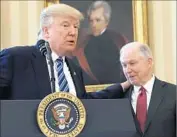  ?? Pablo Martinez Monsivais Associated Press ?? PRESIDENT Trump with his attorney general, Jeff Sessions, in the Oval Office in February.