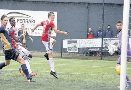  ??  ?? Decisive goalLongri­dge heads the ball past Matt McGinley for Accies’second