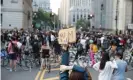  ??  ?? A protest near New York City Hall in June. Photograph: Xinhua/Rex/Shuttersto­ck