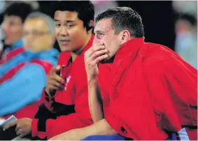  ??  ?? Distraught Wales captain Sam Warburton after receiving a straight red card for a dangerous tackle on Vincent Clerc during the 2011 World Cup semi-final in Auckland