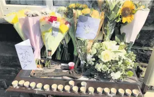  ??  ?? Tributes to Barry outside The Trades Club (right) after his shock death on Sunday