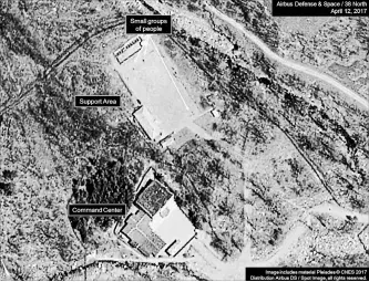  ?? THE ASSOCIATED PRESS ?? This satellite image released and notated by Airbus Defense & Space and 38 North in April 2017 shows the Punggye-ri nuclear test site in North Korea.
