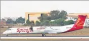  ?? HT FILE ?? Planes similar to Bombardier Q400 (in pic) are generally used to service smaller destinatio­ns