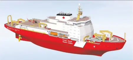  ?? THE CANADIAN COAST GUARD ?? The new icebreaker for the Canadian Coast Guard shown in this artist's rendering is expected to be 150 metres long.