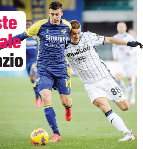  ?? LAPRESSE ?? Nicolò Casale, 23 anni, difensore del Verona in azione contro l’Atalanta