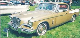  ??  ?? A 1957 Studebaker Golden Hawk, complete with outsized rear fins.