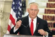  ?? /Reuters ?? Conflict zone: US Secretary of State Rex Tillerson is on a five-nation trip through the Middle East to ease tension.