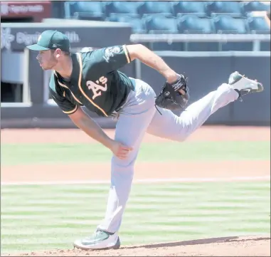 ?? PHOTO BY JOHN MEDINA ?? Daulton Jeffries may be a candidate to get called up to help out the A’s bullpen this season.