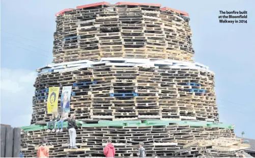  ??  ?? The bonfire built at the Bloomfield Walkway in 2014