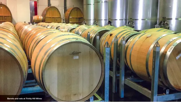  ?? ?? Barrels and vats at Trinity Hill Wines
