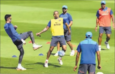  ?? AFP ?? India in a training session ahead of the semifinal against Bangladesh in Birmingham on Thursday.