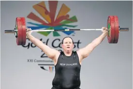  ??  ?? New Zealand’s Laurel Hubbard competes in the women’s weightlift­ing event at the Commonweal­th Games last month.