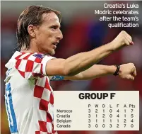  ?? ?? Croatia’s Luka Modric celebrates after the team’s qualificat­ion