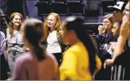  ?? Arnold Gold / Hearst Connecticu­t Media ?? Actress Lauren Ambrose, center, prepares to hold a workshop at ACES Educationa­l Center for the Arts’ Little Theatre in New Haven Wednesday.