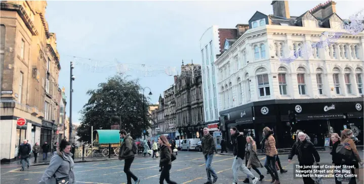  ??  ?? The junction of Grainger Street, Newgate Street and the Bigg Market in Newcastle City Centre