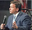  ?? STEPHEN M. DOWELL/ORLANDO SENTINEL VIA AP ?? Florida Gov. Ron Desantis and members of the Legislatur­e targeted Disney for the company’s opposition to the “Parental Rights in Education Act.”