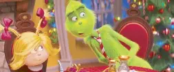  ?? AP ?? File image released by Universal Pictures shows the characters Cindy-Lou Who (left), voiced by Cameron Seely, and Grinch, voiced by Benedict Cumberbatc­h, in a scene from ‘The Grinch.’