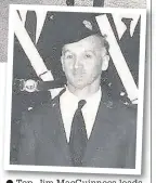  ??  ?? Top, Jim MacGuinnes­s leads the Boys’ Brigade on parade in Southport; above, with the battalion