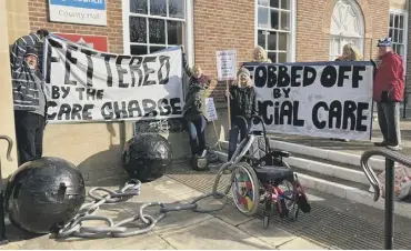  ?? ?? The protest outside County Hall on Monday morning