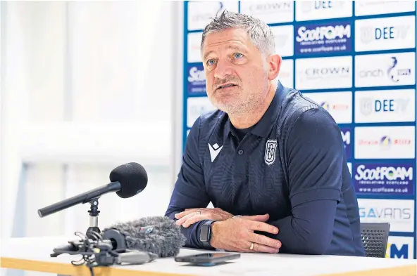  ?? ?? DELIGHTED: Dundee gaffer Tony Docherty welcomes back four players from the injury list for this weekend’s derby trip to face St Johnstone.