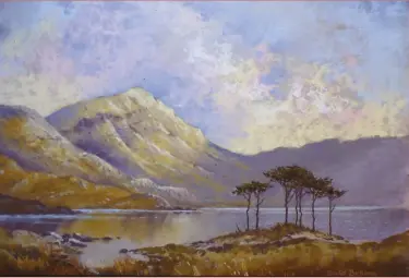  ??  ?? Still Waters, Loch Assynt, pastel on Ingres paper, 11x17in. (28x43cm)