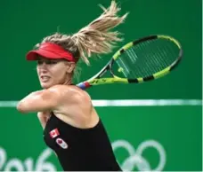  ?? RYAN REMIORZ/THE CANADIAN PRESS ?? Eugenie Bouchard nails a return on the way to victory in Rio. “I want to do it match after match after match. That’s what the great ones do.”