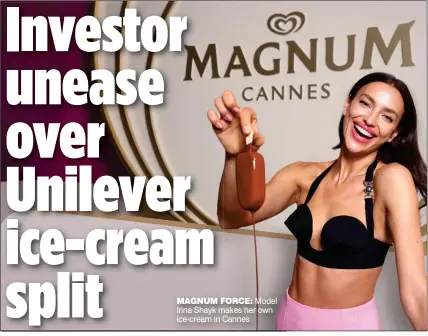  ?? ?? MAGNUM FORCE: Model Irina Shayk makes her own ice-cream in Cannes