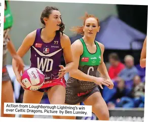  ?? ?? Action from Loughborou­gh Lightning’s win over Celtic Dragons. Picture by Ben Lumley.