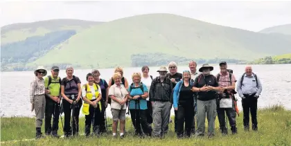  ??  ?? Making progress Members of the alternate walking group at the head of St Mary’s Loch