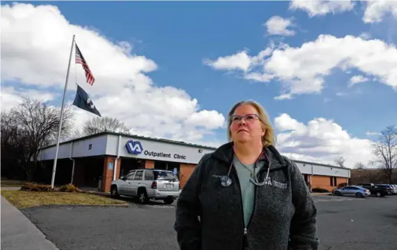  ?? PAT GREENHOUSE/GLOBE STAFF ?? Dr. Vicki Noble left her previous practice because she was required to see more patients than she thought was safe. Now she works at the VA Clinic in Springfiel­d.