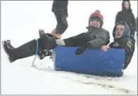  ??  ?? Adrian McCarron and Darragh Cashman on the slopes.