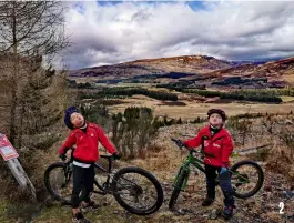  ?? ?? 2. Sabine Grosser sent in this snap of her kids Alex (eight) and Sam (five) giving their best lupine howls before heading down the Howlin’ Wolf Red trail at Laggan Wolftrax in Scotland 2