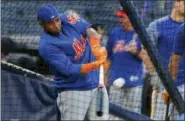  ?? JULIE JACOBSON — THE ASSOCIATED PRESS ?? New York Mets’ Yoenis Cespedes takes batting practice before a baseball game against the New York Yankees, Friday in New York.