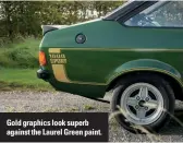  ??  ?? Gold graphics look superb against the Laurel Green paint.