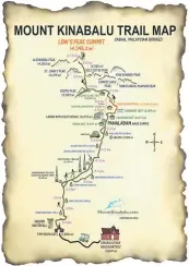  ??  ?? The Mount Kinabalu trail map.