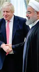  ??  ?? Talks: Mr Johnson and president Hassan Rouhani yesterday