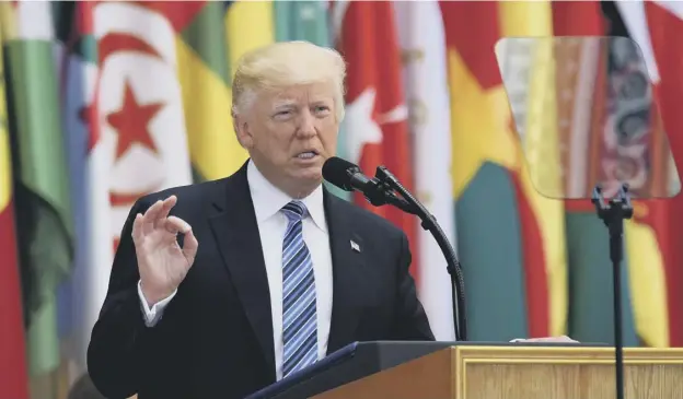  ?? PICTURE: GETTY ?? 0 United States President Donald Trump addresses the Arabic-islamic American summit in Riyadh yesterday