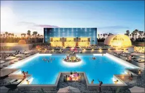  ?? RealSpace ?? AN ARTIST’S rendering shows the centerpiec­e of the $45-million resort: a 10,000square-foot Las Vegas-style party pool filled with chilled saltwater. Casitas will flank it.