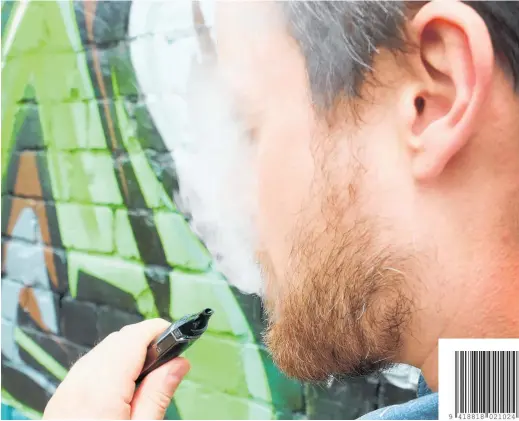  ?? PHOTO / BEVAN CONLEY ?? Daily vaping use was highest among 18–24 years at 22.9 per cent, Māori at 17.6 per cent and Pacific people at 16.8 per cent.