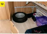  ??  ?? Now find a suitable location inside the caravan for storing the spare wheel