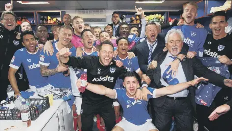  ?? ?? GOOD TIMES Pompey celebrate their League Two title triumph on the final day of the 2016/17 season